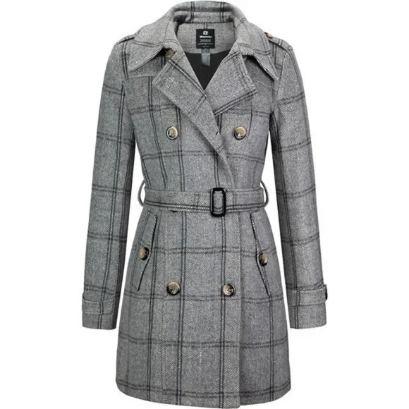 Hfyihgf Wool Blend Peacoats For Women Notched Lapel Single Breasted Trench Coat Long Sleeves Winter Overcoat Z2 Khaki S